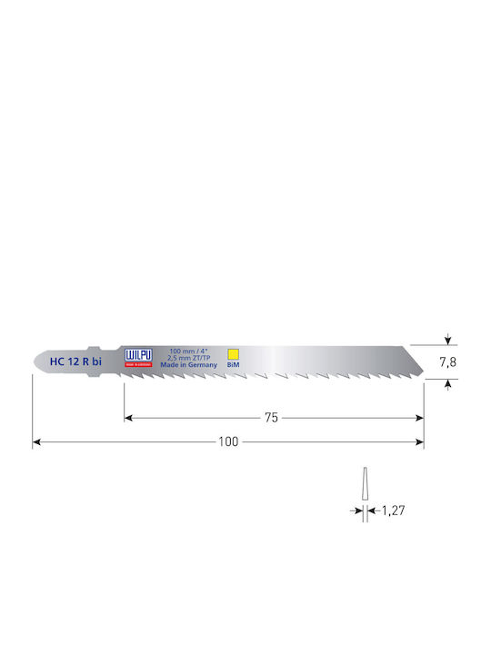 Wilpu Hc12rbi Jig Saw Blades Suitable for Wood Plastic Reverse Teeth 75mm 5 Pieces