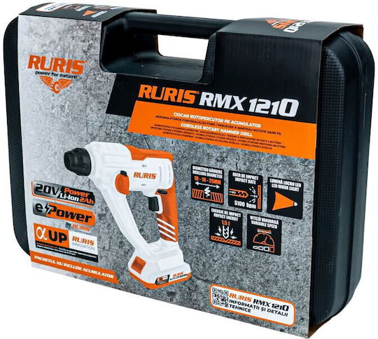 Ruris 1210rma2024 Ciocan Rotopercutor Cu Impact Cu Baterie 20V Cu Priză SDS Plus