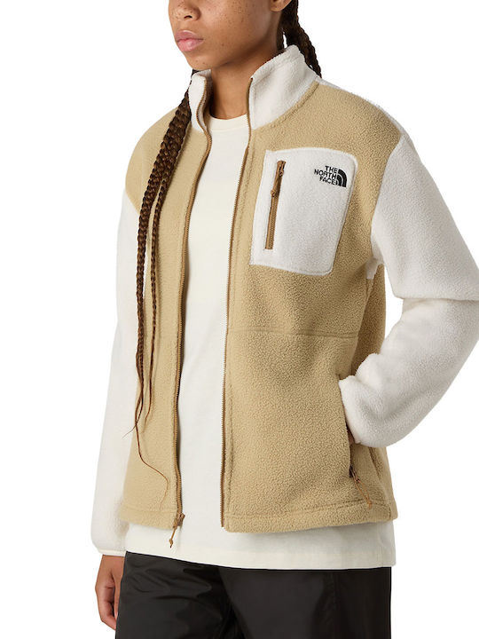 Yumiori Full Zip Fleece Fleece Damen Jacke in Beige Farbe