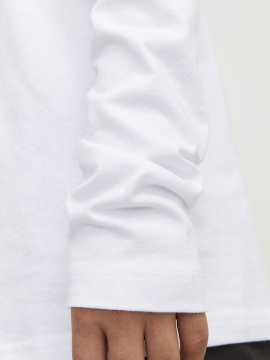Top Pentru Copii Bluza Cu Mâneci Lungi Albă