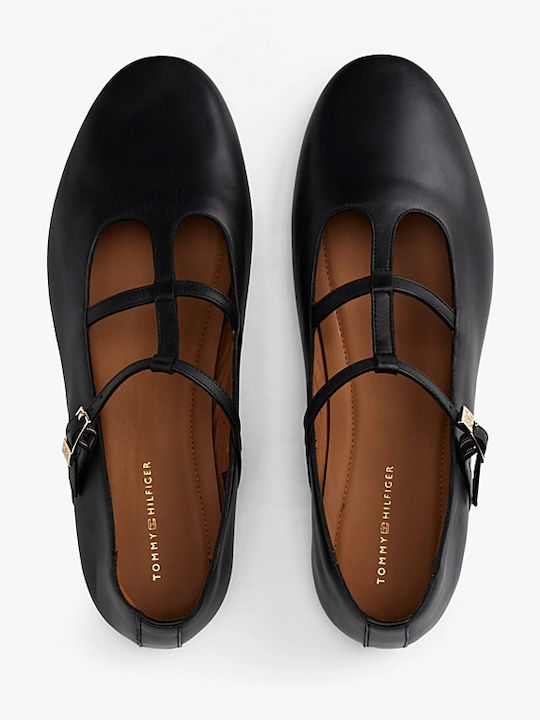 Leather Pointy Ballerinas Black