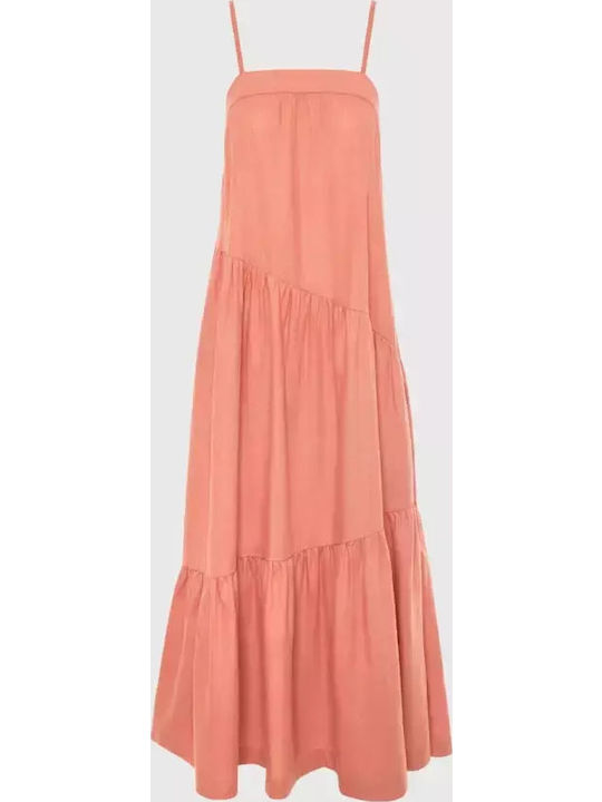 FBL007-13213 Sommer Midi Kleid mit Rüschen Apricot