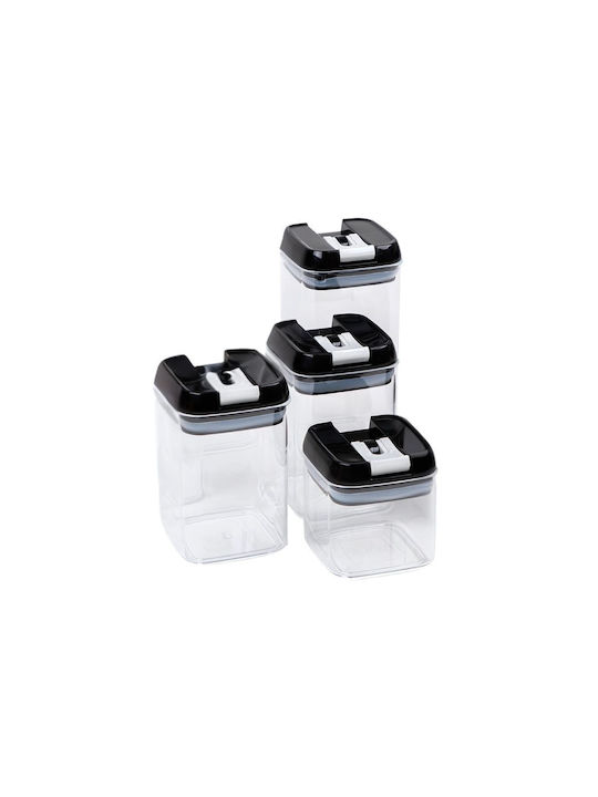 Verk Group Set 4 Bucăți Vaze Utilizare Generală cu Capac Ermetic Plastic Maro 1200ml 4 Bucăți