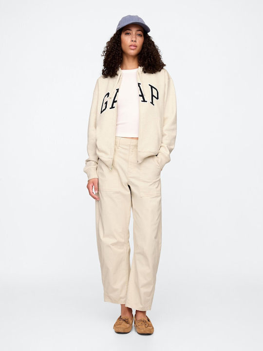 Long Women's Sweatshirt Jacket Hooded Oatmeal Heather