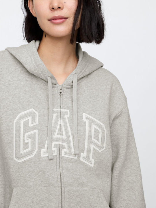 Γυναικεία Ζακέτα Φούτερ με Κουκούλα Light Heather Grey