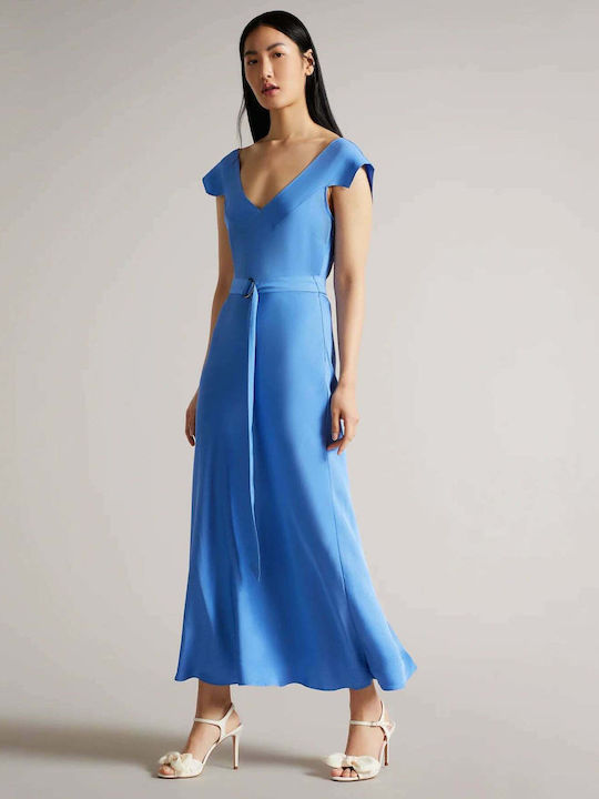 Summer Midi Dress for Wedding Christening Blue