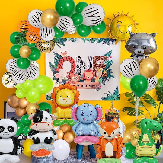 Baloane Metalizate Folie Flippy Mini Figuri Animale Model Leu Tematică Aniversări 39x58 Cm Ambalaj Individual Pai Inclus Umflare Aer Heliu Multicolor