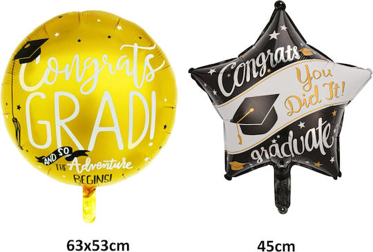 Set 2 Baloane Metalice Folie Flippy Formă Stea 45 Cm Balon 63x53 Cm Design Absolvire Ambalaj Individual Inclus Pai Umflare Aer Heliu Multicolor