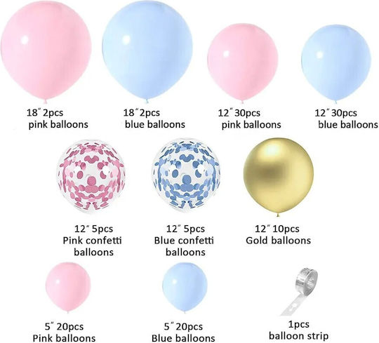 Decorative Balloons Gender Party Flippy Arch Set 130 Balloons Pink Blue Balloon Arch Gold Confetti Balloons Multicolor
