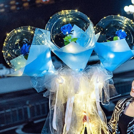 Led Balloon Rose Set Lights Flippy Bouquet Style 35 Cm Diameter Blue