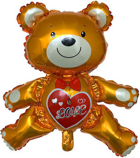 Baloane Folie Metalică Flippy Ursuleț Figură Model Dragoste Tematică Ziua Îndrăgostiților 60x63cm Ambalaj Individual Paie Inclusă Umflare Aer Heliu Maro