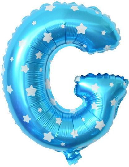 Balon Folie Metalizată Litera G Flippy 40 Cm Formă Stea Imprimare Umflare Heliu Aer Ambalaj Individual Pai Inclus Albastru
