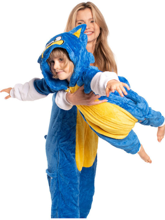 Χειμερινή Γυναικεία Ολόσωμη Πιτζάμα Sonic Blue