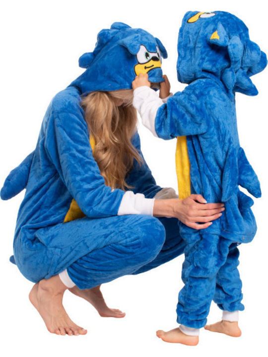 Χειμερινή Γυναικεία Ολόσωμη Πιτζάμα Sonic Blue