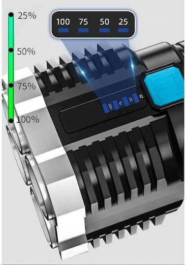 Lumină de lucru și de sit, cu baterie Lanternă LED IPX5 cu Luminozitate Maximă 800lm Negru