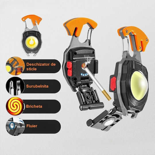 Lumină de lucru și de sit, cu baterie Lanternă Brevet LED cu Luminozitate Maximă 500lm Portocaliu