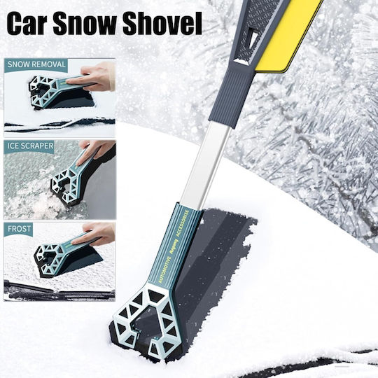 Răzuitoare de Gheață Auto cu Două Capete Flippy Universală pentru Îndepărtarea Zăpezii de pe Mașină Mâner Lung Ergonomic Detasabil pentru Geamuri și Caroserie Ușor de Folosit 67x12,5 cm Albastru