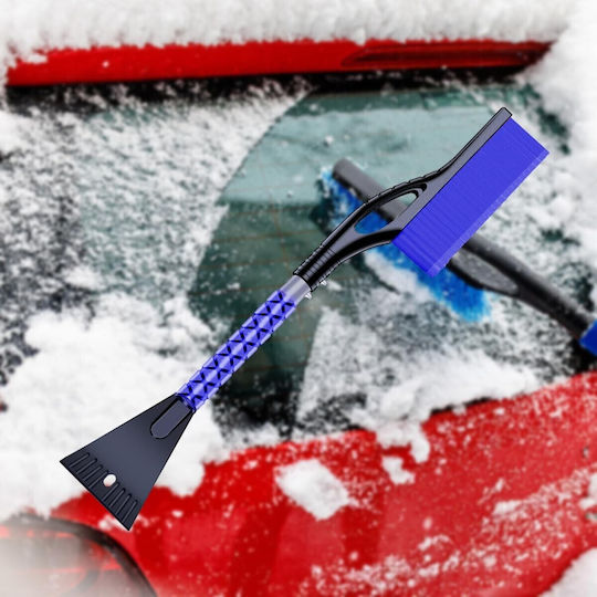 Perie Răzuitoare de Zăpadă și Gheață Auto Flippy Multifuncțională Detasabilă Mâner Antiderapant Aluminiu Plastic Spargător de Gheață Pentru Parbriz Soluție de Iarnă Dezghețare 68x24x11,1 cm Albastră