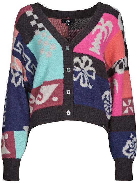 Short Women's Knitted Cardigan with Buttons Pink