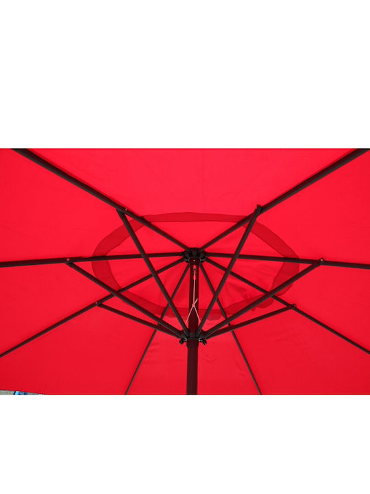 Umbrelă De Pardoseală Rotundă Din Aluminiu Roșie Cu Suport Φ2.7m