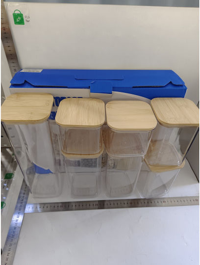 Food Storage Boxes Flippy Set 7 Behältertyp Behälter Getreidevertrieb Kunststoff Bambusdeckel 2 Stück 0,5 L 2 Stück 0,8 L 2 Stück 1,2 L 1 Stück 2,5 L Transparent