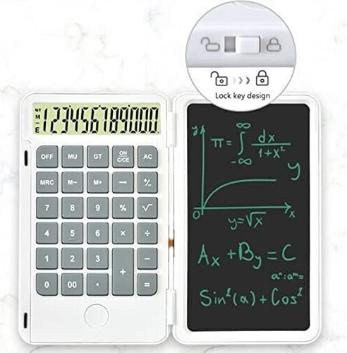 Calculator Reîncărcabil de Mână cu Tablă de Scris Flippy Calculator Portabil Ecran LCD Afișaj cu 12 Cifre Ecran de 15 Cm Culoare Albă