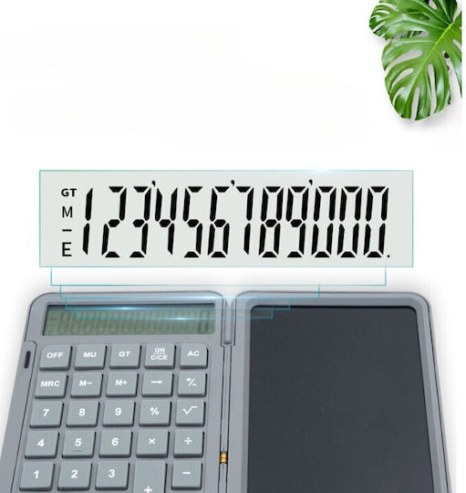 Calculator Reîncărcabil Portabil cu Placă de Scris Flippy Calculator Portabil Ecran LCD Afișaj 12 Cifre Ecran 15 Cm Culoare Gri