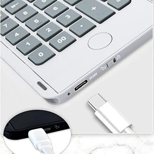 Calculator Reîncărcabil de Mână cu Tablă de Scris Flippy Calculator Portabil Ecran LCD Afișaj cu 12 Cifre Ecran de 15 Cm Culoare Albă