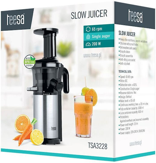 Teesa Αποχυμωτής Αργής Σύνθλιψης 200W Inox Ασημί