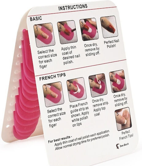 Set 26 Șabloane Reutilizabile Pentru Oja Design Pentru Unghii Flippy Manichiură Curată Fără Suprasarcină Margină Protecție Cuticule 10 Mărimi Plastic Roz