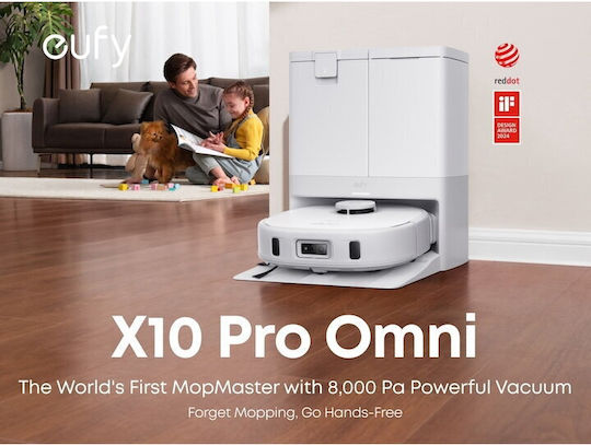 Eufy X10 Pro Omni Robot Vacuum Cleaner with Laser Mapping & 8000Pa Suction Power White