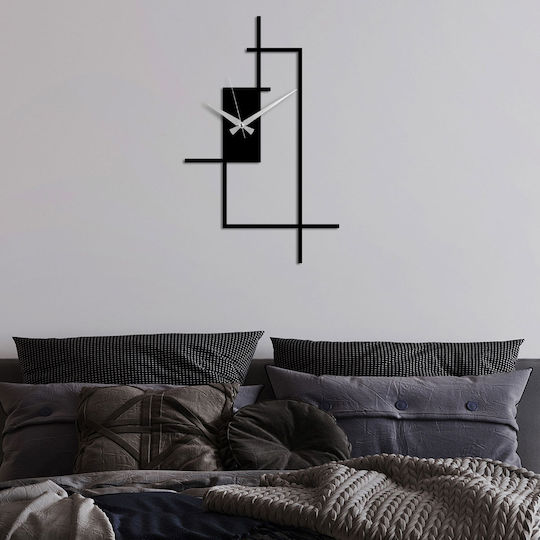 Wallity Ceas de Perete Metalic Negru 49x30cm