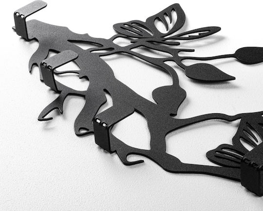 Wall Hanger 6 Positions Butterfly World 891tnl3694 60x2x24cm Black Wallity Metal