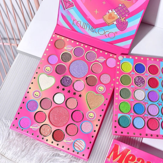 Kit Machiaj Kevin Coco Mean Girl Heart Fard de Pleoape Iluminator Blush Cremă 96 Culori 21 X 15.7 X 2.4 Cm