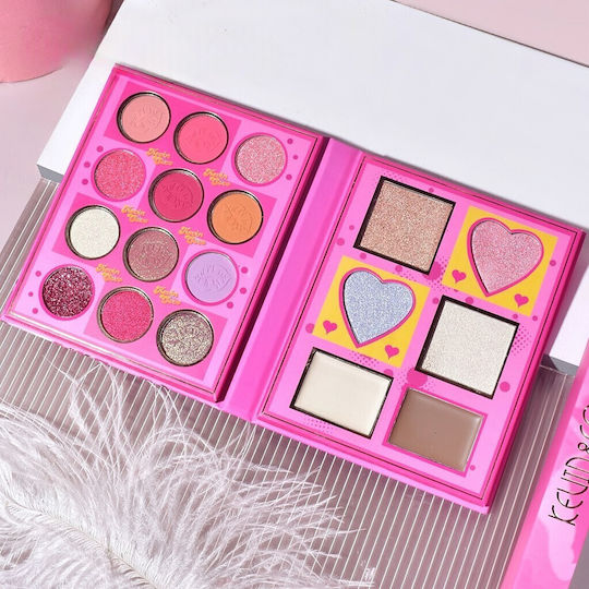 Set 4 Produse de Machiaj Kevin Coco Roz Loving-heart Leopard Girl 18 Culori 20.5 X 18.2 X 2.2 Cm