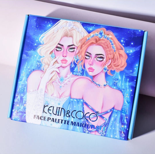 Kevinandcoco Set Machiaj 30 Culori Farduri de Pleoape Iluminatoare Lichide Luciu de Buze Fard de Obraz Sclipici Design Ice Queen 24.5x21.2x8.7 Cm Multicolor