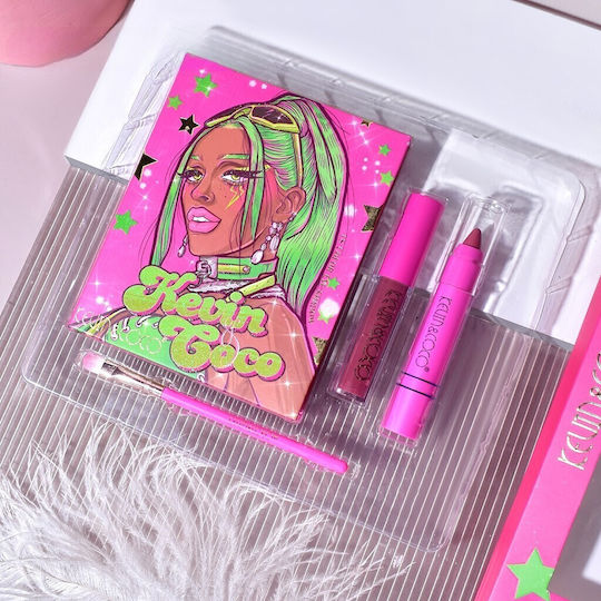 Set 4 Produse de Machiaj Kevin Coco Green Cool Girl 18 Culori 20.5 X 18.2 X 2.2 Cm