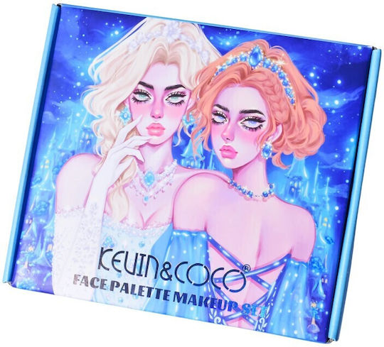 Kevinandcoco Set Machiaj 30 Culori Farduri de Pleoape Iluminatoare Lichide Luciu de Buze Fard de Obraz Sclipici Design Ice Queen 24.5x21.2x8.7 Cm Multicolor