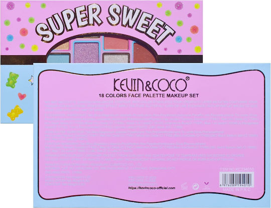 Palete Machiaj Kevin Coco Roz Albastru Fard de Pleoape 18 Culori 19.3 X 12 X 1.4 Cm