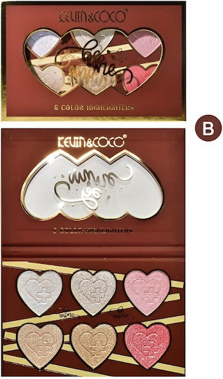 Paletă Highlighter Flippy 6 Nuanțe Be Mine Culori Calde Dreptunghiulară 140 G Durată de Valabilitate 24 Luni 17.4x11.5x1.3 Cm Variantă B Rose