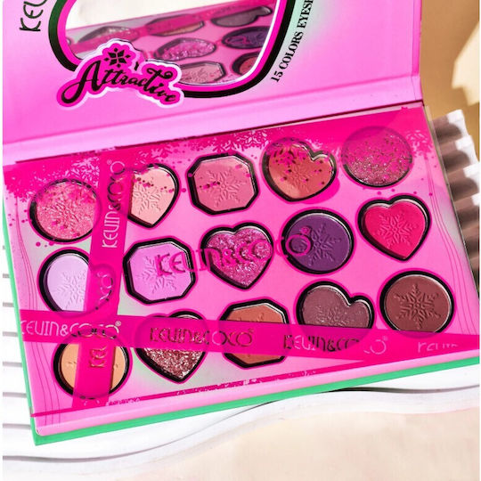Makeup Palette Kevin Coco Attraktive Lidschatten 15 Farben Modell A 16,5x10,8x1,5 cm Mehrfarbige