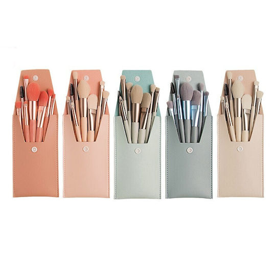 Flippy Mini Portable Set 8 Make Up Brushes Blue Case