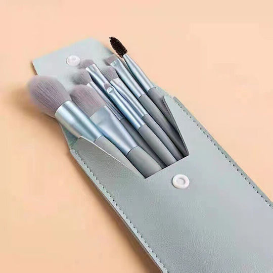 Flippy Mini Portable Set 8 Make Up Brushes Blue Case