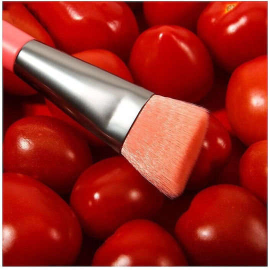 Flippy Mini Portable Set 8 Makeup Brushes Super Soft Professional Beginner Makeup Ergonomic Handle Storage Pouch Included Orange
