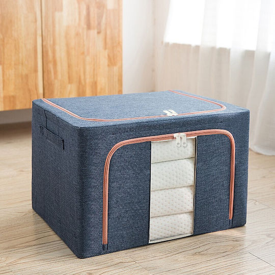 Casetă Textilă De Depozitare Pentru Haine Tricotate Pătură Duvet Albastră 60x42x40cm