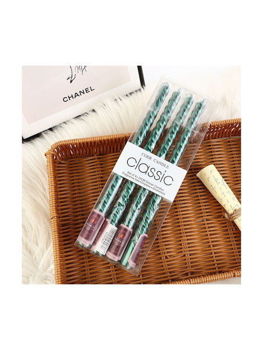 Decorative Candle Taper Green 205g 4 Pieces