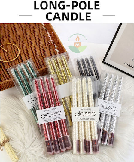 Decorative Candle Taper Blue 205g 4 Pieces