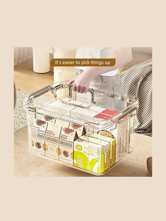 Plastik Aufbewahrungsbox mit Räder und Deckel Transparent 31.5x23x19cm