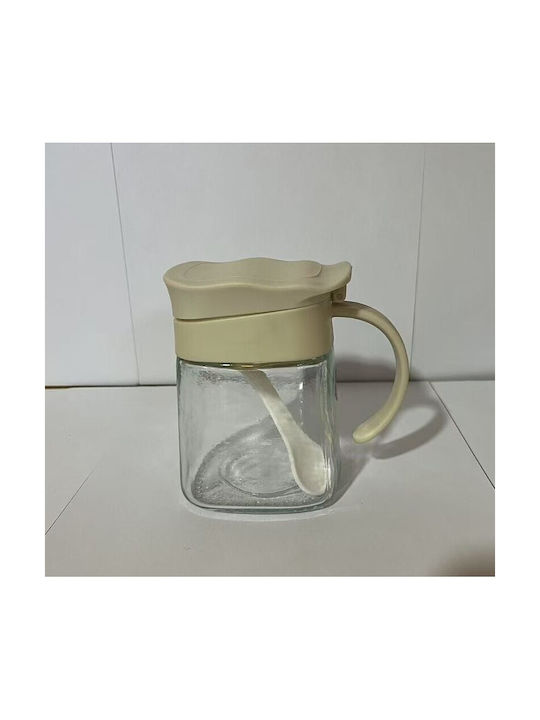 Vase für Zucker mit Deckel Glas Weiß 180ml