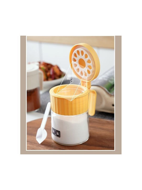 Βάζο για Ζάχαρη με Καπάκι Γυάλινο Κίτρινο 180ml